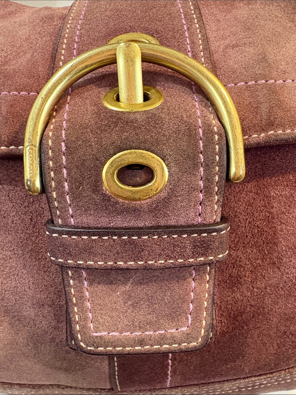 Vintage Y2K Coach F10193 Large SoHo Plum Suede Shoulder Handbag Rare - Picture 5 of 14